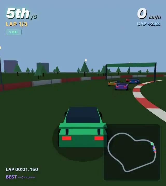 Kimi K3 on Drift District — three-lap arcade racer